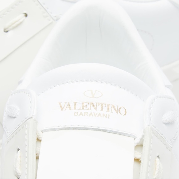 EUC Mens 8 Valentino Garavani Studded Open Low-Top Patent Leather Sneake White - Picture 2 of 16